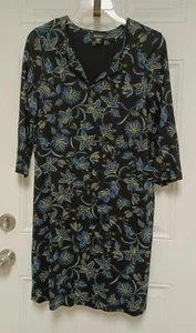 Karen Kane Womens Navy Blue Floral A-Line Stretch 3/4 Sleeve Dress Size XL - Picture 1 of 7