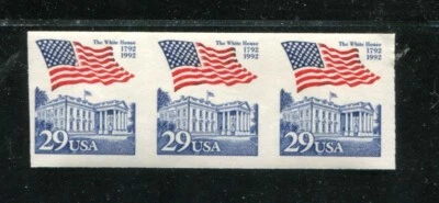 EFO 2609 2609a 29 cent Flag Over White House Imperforate Error Strip of 3 MNH - Image 1 of 4