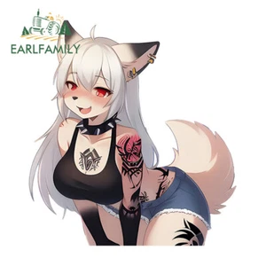 EARLFAMILY 5.1" Furry Tattoo Girl Waifu Anime Car Decals Tank Cap Vinyl Stickers - Picture 1 of 3