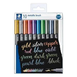 Staedtler 8321 TB10 Design Journey Metallic Brush Markers 1-6mm Tip Set of 10 - Picture 1 of 9