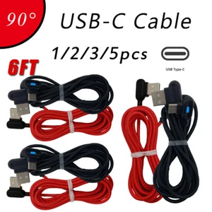 1~5x Lot 90° Degree Right Angle Type-C Cable USB-C 2M Fast Charger For Samsung - Picture 1 of 15