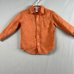 Janie And Jack Linen Button Down Shirt Boys size 2T Coastal Travel Beach - Picture 1 of 13
