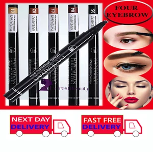 2XMicroblading Tattoo Eyebrow 3D liquid Ink Pen waterproof 4 fork pencil brow UK - Picture 1 of 42
