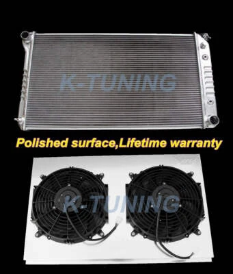 Combo de cubierta de ventilador de radiador KR Champion 1970-1981 Chevy Camaro aluminio 3 filas Foto 1 de 4