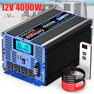 4000W 8000W Pure Sine Wave Power Inverter Converter DC 12V To AC 110V 120V LCD  - Picture 1 of 7