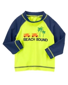 Gymboree Beach Bound Surf Palme Rash Guard Rashguard nuovo con etichette bambino ragazzi 3T - Foto 1 di 2