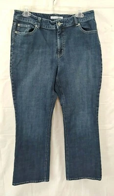 Chicos Platinum Womens Jeans Sz 2 Short Dark Wash Straight Leg Large - Image 1 of 4