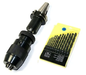 Zwischenhülse SK30 DIN69871 + Kegeldorn MK + B16 Bohrfutter + Spiralbohrer - Bild 1 von 1