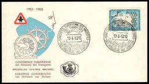 FDC Bélgica 1963, décimo aniversario. Conferencia de Ministros Europeos de Transporte - Imagen 1 de 2