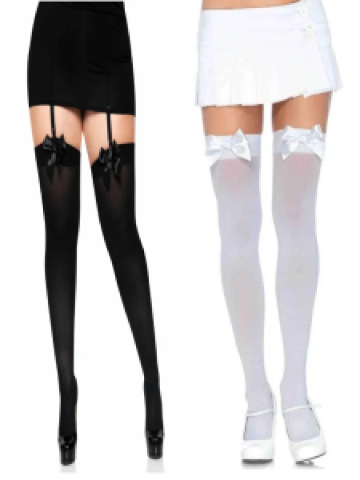 Thigh High Stockings with Satin Bows Adult Womens Queen Size Leg Avenue 6255Q - Image 1 of 3