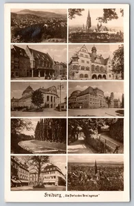 Multivista de Friburgo Alemania "La Perla de Breisgau" Diez Escenas de la Ciudad RPPC - Imagen 1 de 2