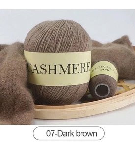 NUOVO set di maglieria in cashmere #07 filato marrone scuro morbido 3 strati filo bobina artigianato - Foto 1 di 4