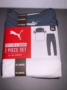 Puma Boy's Grey/White All Day Comfort Tee & Jogger Set - Sizes XL - Picture 1 of 4
