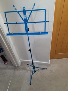 Folding Music Stand Blue Pre-owned Excellent in case folds small by Atlas - Picture 1 of 8