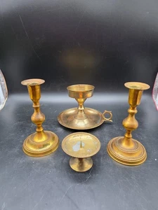 Brass Walking Candlestick Holder with finger grip  2 Candlestick candle holders - Picture 1 of 18