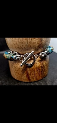 Armband Damen , Modeschmuck,  Silbrig mit Perlen In Türkis - Bild 1 von 4