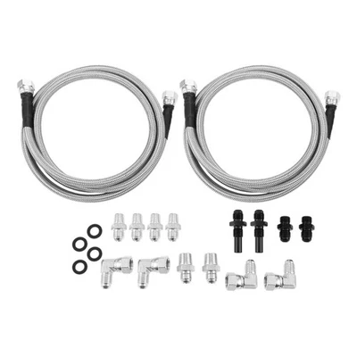 Car 70" 6AN SS Braided Transmission Cooler Hose Lines for 700R4 4L60 4L60E 4L65E - Image 1 of 4