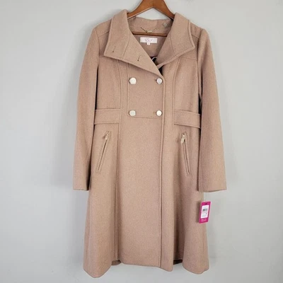 Eliza J Coat Double Breasted Tan Wool Blend Womens 10 Lined Classic Jacket - Image 1 of 4