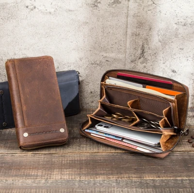 Contacts Leather Zip Around RFID Long Wallet Clutch Phone Coin 12 Card Holder - Image 1 of 4