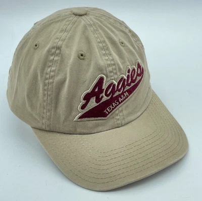 Sombrero TEXAS A&M Aggies Caqui Correa Aguja Americana Colegial Logo Gorra Deporte Foto 1 de 4