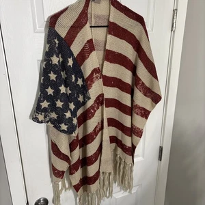 Look Marke amerikanische Flagge Schal Halstuch Stola patriotisch USA warm kuschelig Herbst Winter - Bild 1 von 8