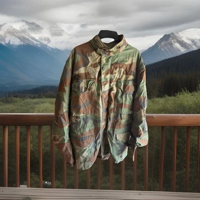 Vintage US Army Jacket Cold Weather Woodland Camo 1991 Mens L Regular Zip Snap - Image 1 of 4