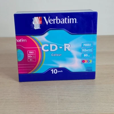 Verbatim Colour CD-R 10 Pack 80 mins 52x Speed 700MB New Sealed - Image 1 of 4