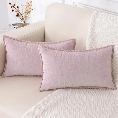 decorUhome Chenille Soft Throw Pillow Covers 12x20 Set of 2, Lumbar Velvet Fa... - Image 1 of 4