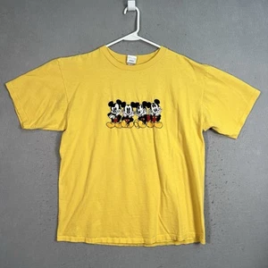 Vintage Disney Mickey Mouse Faces T Shirt Adult XL Yellow Made In USA Mens - Picture 1 of 10