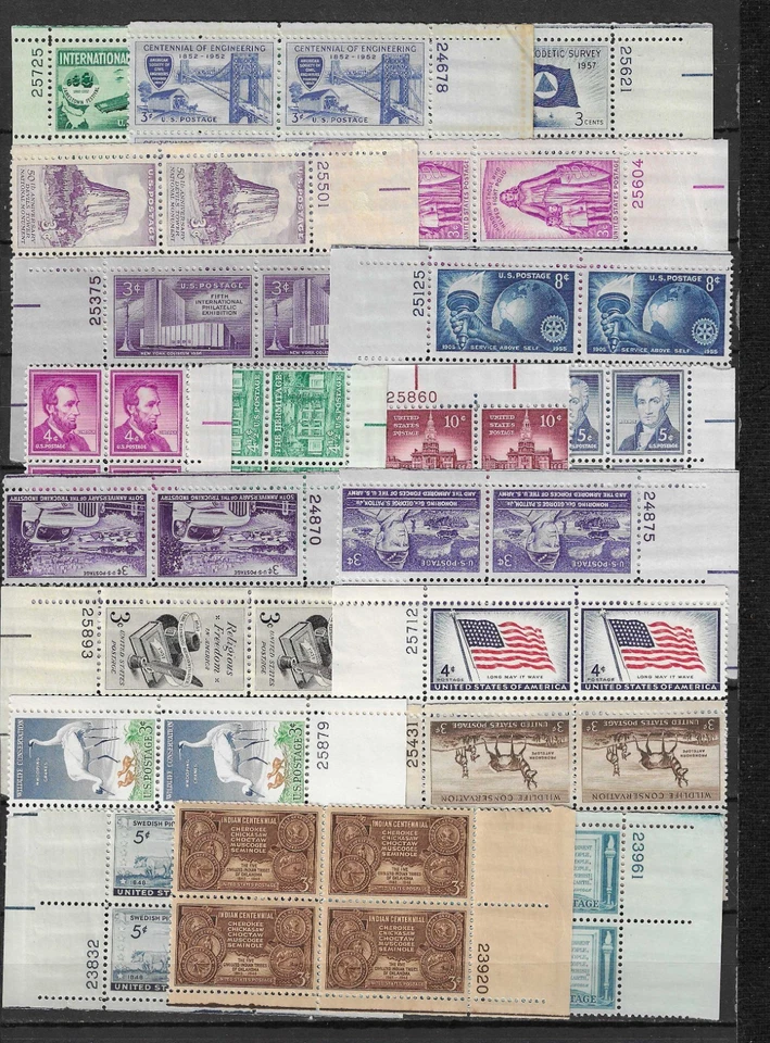 Lot of 20 Blocks of Mint USA Stamps. Plate Numbers. - Image 1 of 1