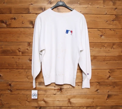 Sweat-Shirt Champion Reverse Wave Taille L Utilisé (Sa2191) Blanc Vintage Made U - Photo 1/4