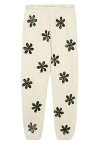 The Great The Hand Stamped Stadium Sweatpants Washed White W/Black Daisy Size 1 - Picture 1 of 12