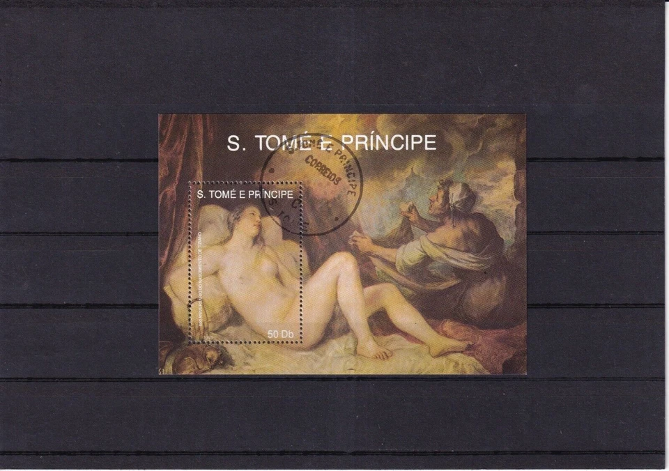 SA30d Santo Tomé y Príncipe 1990 500º Nacimiento de Tiziano minishoja usada Foto 1 de 1