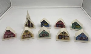9 Vintage Mid Century Alpendorf Kirche Weihnachten Licht Abdeckung Set OHNE LICHTER - Bild 1 von 11