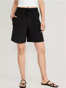 Old Navy Womens High-Waisted Shiny Nylon Bermuda Shorts Black Size S NWT - Picture 1 of 6