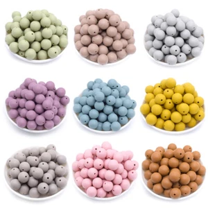 20pcs Round Loose SiliconeBead 15mm DIY Necklace Gift Bracelet Jewelry Making - Picture 1 of 32