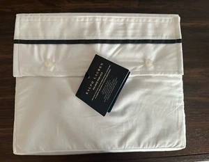 NIP Ralph Lauren PALMER PERCALE White w/ LOFT GREY Stripe QUEEN Flat Sheet $175 - Picture 1 of 2