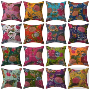 Decoraive Kantha Cushion Cover Indian Cotton Tropicana Sofa Bedding Pillow Case - Picture 1 of 49