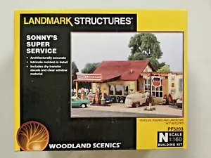 WOODLAND SCENICS 1/160 N SCALE SONNY'S SUPER SERVICE PRE-FAB KIT # PF 5203 F/S - Picture 1 of 7