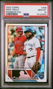 Mike Trout/Vladimir Guerrero Jr. 2023 Topps Series 2 #396 Rainbow Foil PSA 10