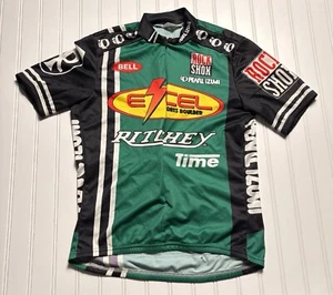 Made in USA 1990’s Pearl Izumi Green Cycling shirt men Medium Rock Shox Ritchey - Picture 1 of 7