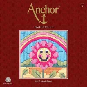 Flower Long Stitch Kit Anchor Tapestry Embroidery Beginner Easy Kids Sewing - Picture 1 of 2