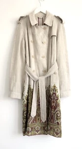 Etro Paisley Print Linen Trench Coat Mac IT46/UK14 - Picture 1 of 12