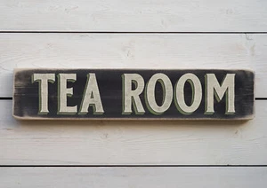 TEA ROOM Insegna in legno stile vintage. Regalo casa retrò fatto a mano - Foto 1 di 20
