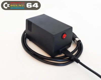 ELECTROWARE Fuente de alimentación Commodore 64 - PSU C64, (enchufe UK 230VAC), negra, LED, interruptor de alimentación