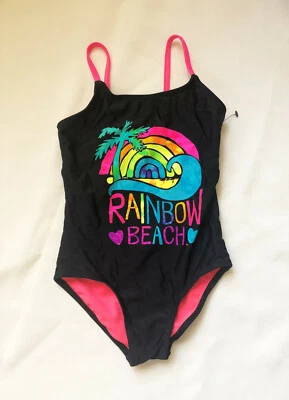 Traje de baño niñas nuevo talla XS 4/5 OP Rainbow Beach 82% nailon 18% spandex negro rico Foto 1 de 2