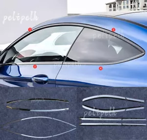 For Benz C-Class Coupe 2016-2023 Black Titanium Windows Strip Sill Molding Cover - Foto 1 di 11