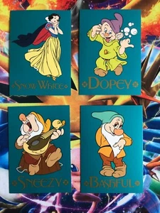 SKYBOX #78 SNOW WHITE AND #86 SNEEZY,#88 DOPEY,#87BASHFUL CARD SET Disney Movie - Picture 1 of 6