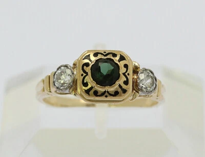 ♦♦ Ring in 14 kt 14k 585 er Gelbgold mit Turmalin Schmuckstein Gr. 56,5 Antik - Bild 1 von 4