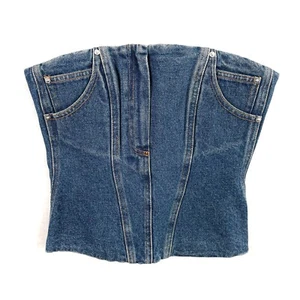 Paris Georgia Jo Bodice Top Womens XS Blue Denim Strapless Zip Back New RRP $490 - Picture 1 of 10